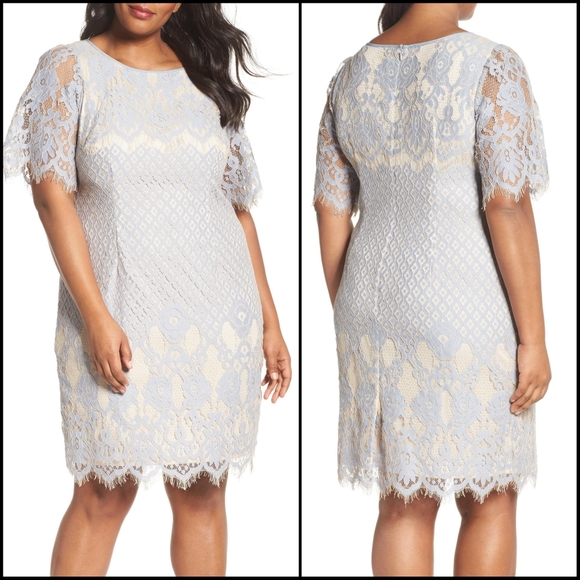 Adrianna Papell Dresses & Skirts - Adrianna Papell Georgia lace dress blue/ivory 22W